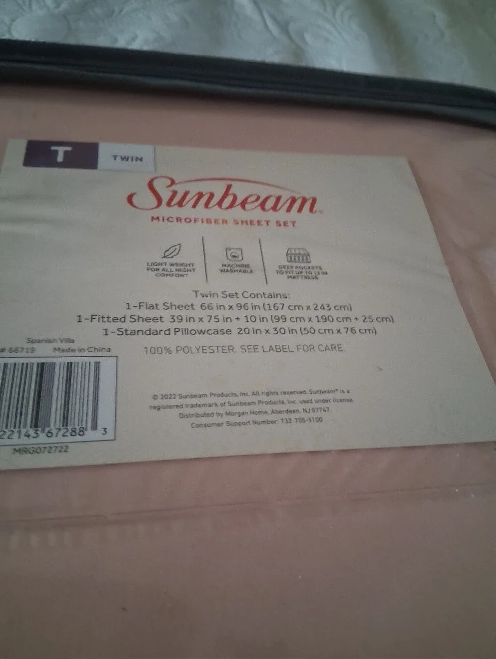 Sunbeam Twin Microfiber Sheet Set - Soft Pink Back To School Sale